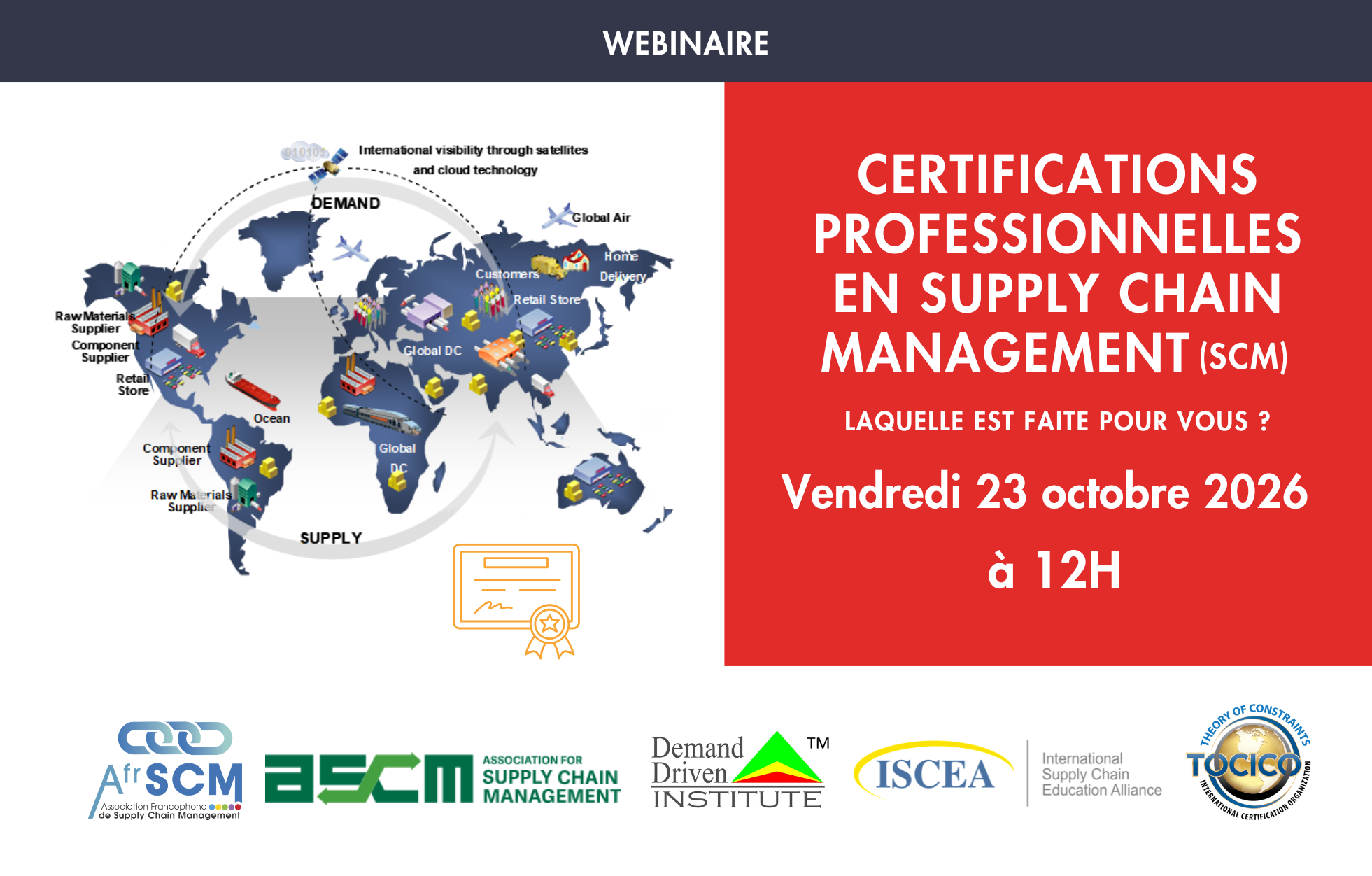 Webinaire : Certifications en Supply Chain Management, vendredi 23 octobre 2026