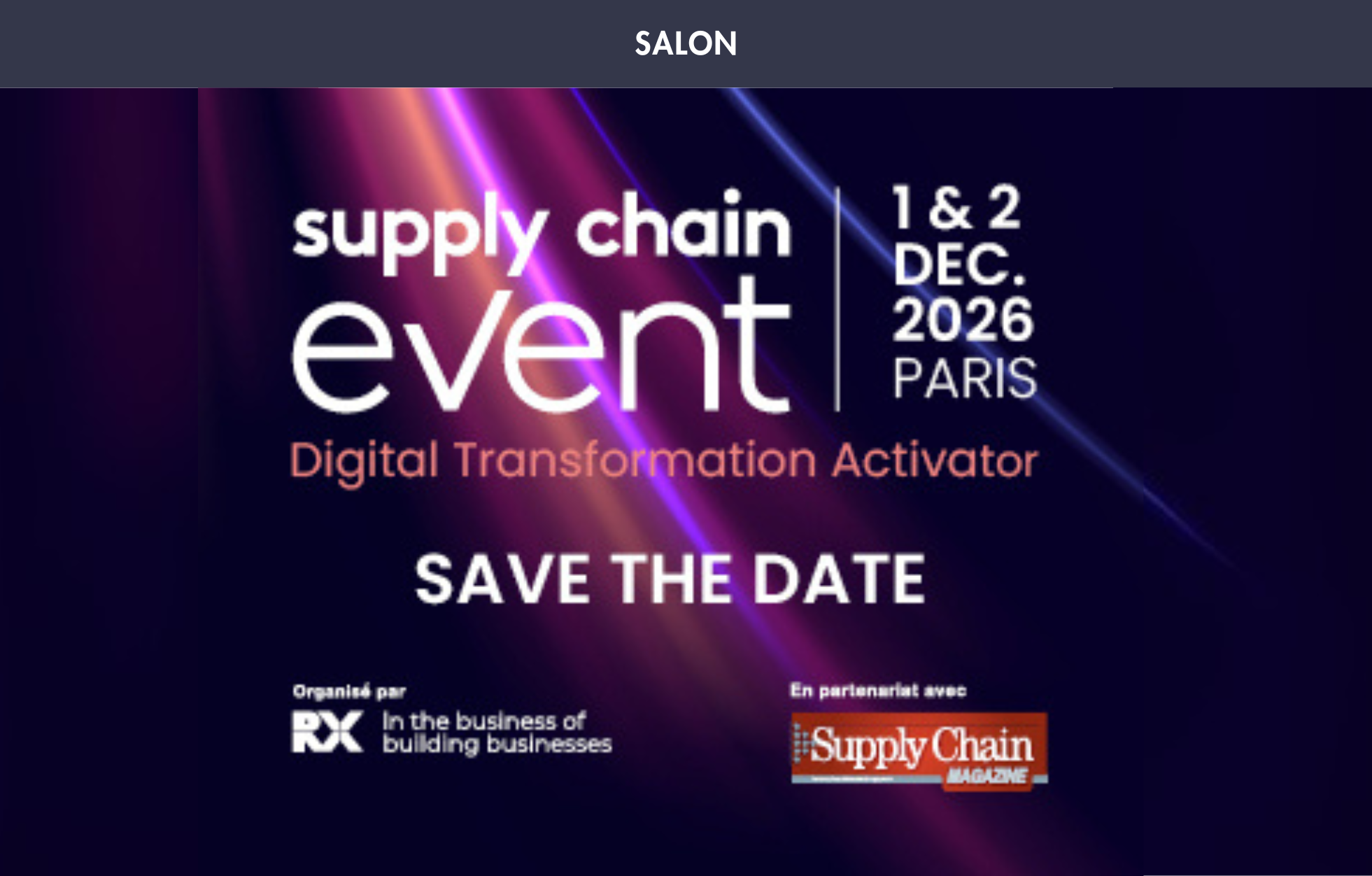 Annonce d'un événement supply chain à Paris. Annonce d'un événement supply chain à Paris.
